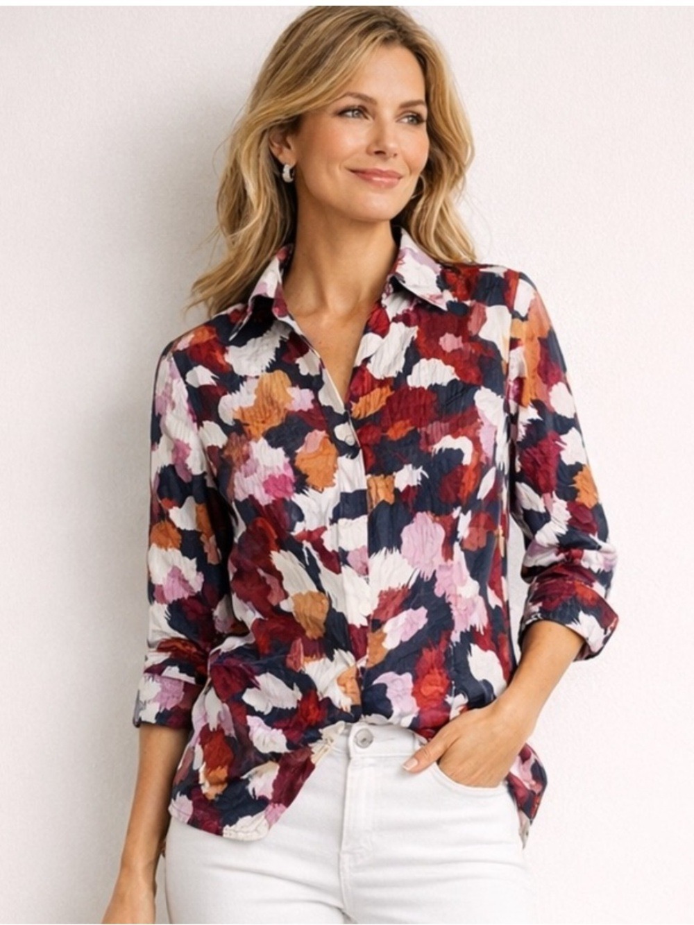 NWT $69 Investments Gold Label Petite – 100% Cotton Non-Iron “Taylor” Shirt